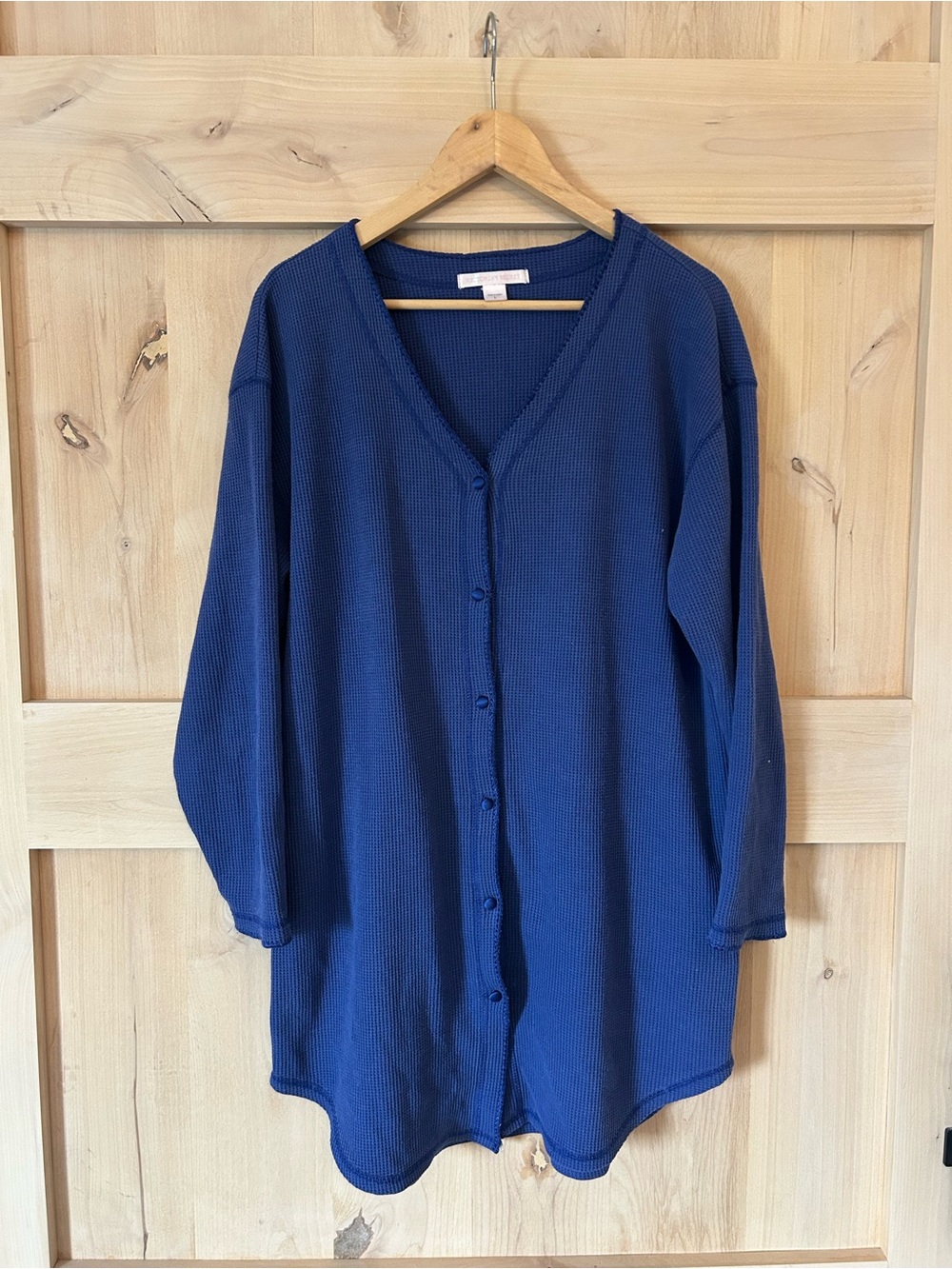 Victoria’s Secret Vintage Navy Blue Button-Front Waffle Knit Night Shirt, Large